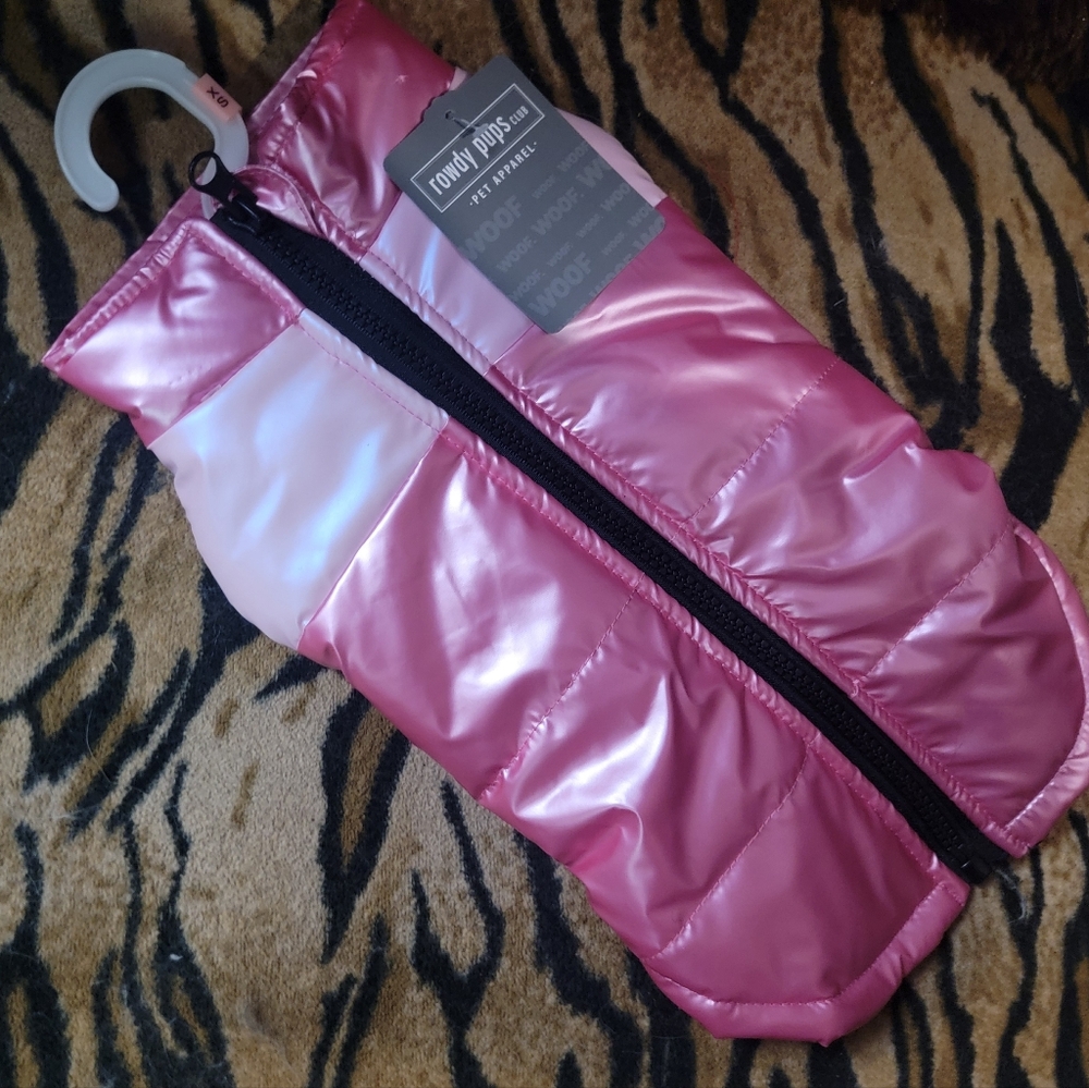Pet Coat Jacket Dog Or Cat Winter Snow w Zipper Pink Sz Xs Sm New Ea.